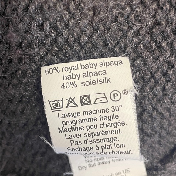 Pôles Paris - Baby Alpaga Silk Blend Long Sleeve Knit Cardigan - Charcoal - S - Picture 10 of 11